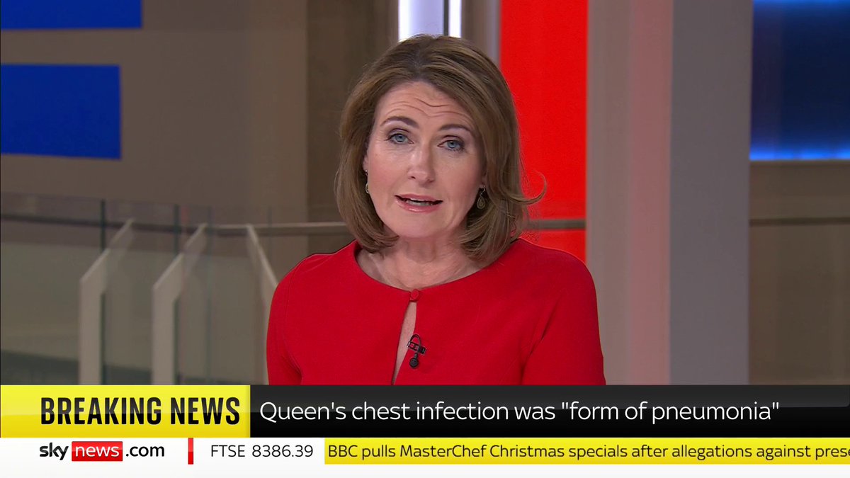 BREAKING: The Queen has told guests at the state visit of the Emir of Qatar that her chest infection was a form of pneumonia 📺 Sky 501, Virgin 602, Freeview 233 and YouTube