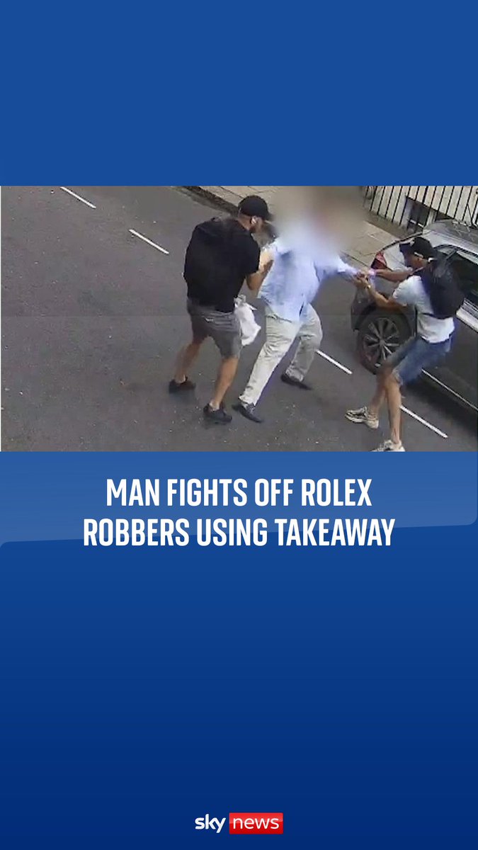Man fights off Rolex robbers using takeaway in London. Two robbers attempted to steal the Rolex off of Christopher Harris's wrist, but left empty handed as he swung his takeaway at them to fight them off.