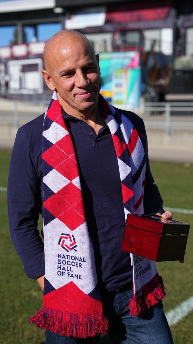 Chris Armas, surrounded by his family and Rapids legend Marcelo Balboa, receives unforgettable news — he’s a member of the National Soccer HOF Class of 2025 👏 #Rapids96