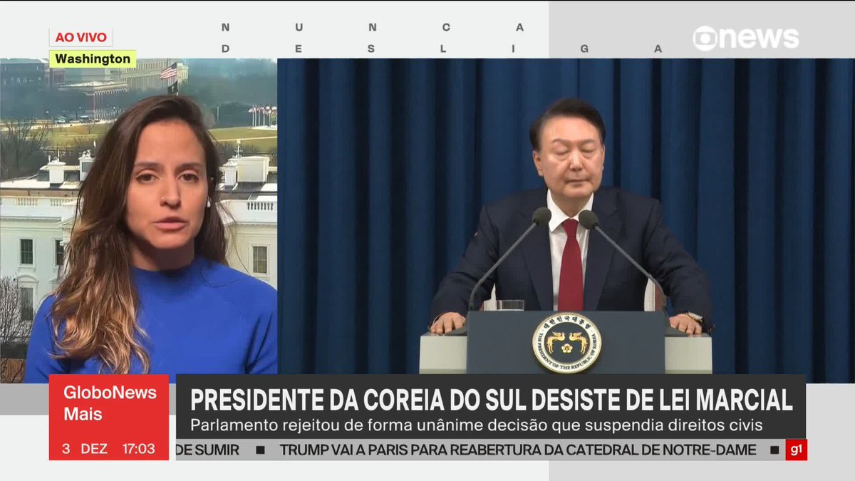 URGENTE: o "Bolsonaro da Coreia do Sul" DESISTIU DA LEI MARCIAL. O presidente vinha tentando um golpe de Estado após perder as eleições legislativas e ver sua esposa envolvida no "escândalo das joias" versão coreana. Golpista e covarde!