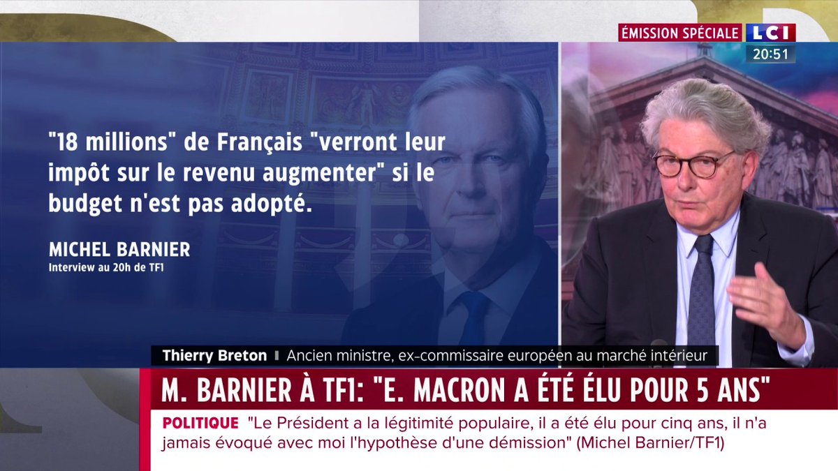 🗣️ "La France, un pays riche, n'est absolument pas dans une situation comparable à celle de la Grèce" explique Thierry Breton ▶️ Darius Rochebin