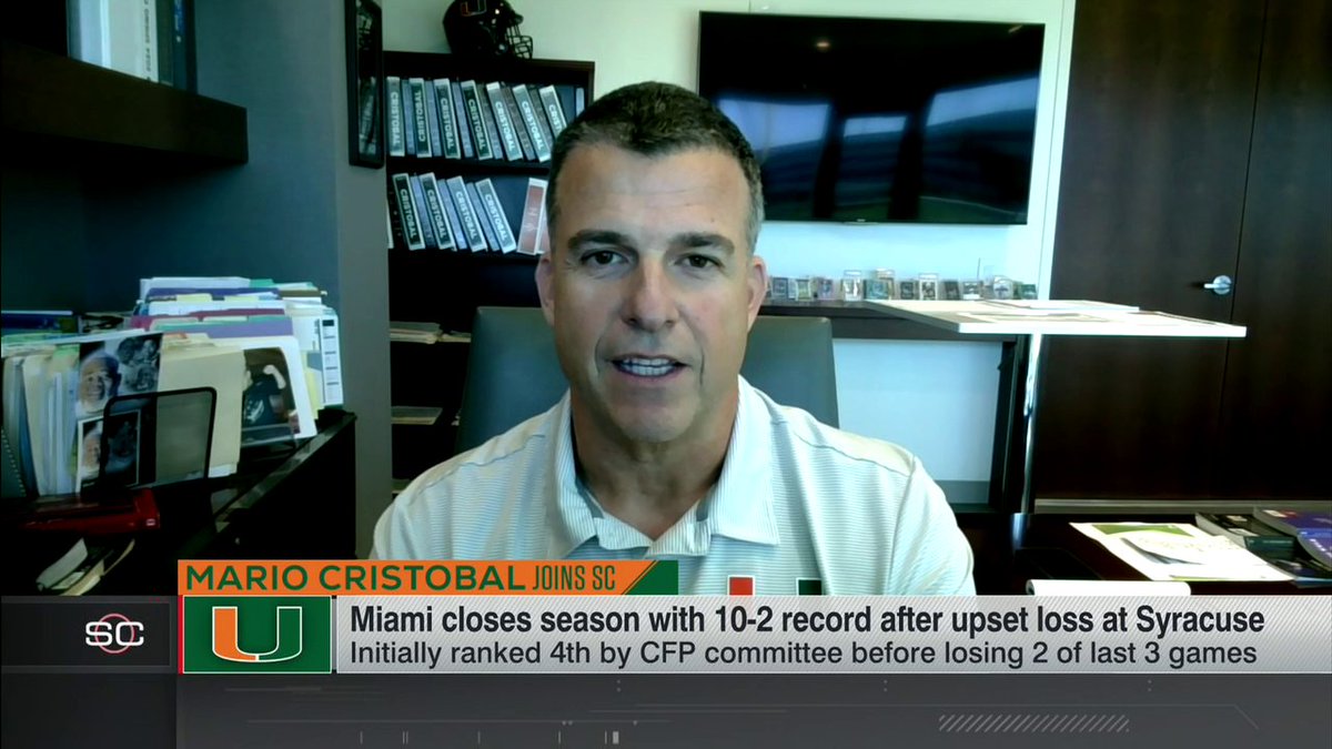 Miami HC Mario Cristobal makes his team's case for a top-12 spot in the College Football Playoff 🏈 "Miami winning 10 [games] is stronger than teams winning 9 games." 👀
