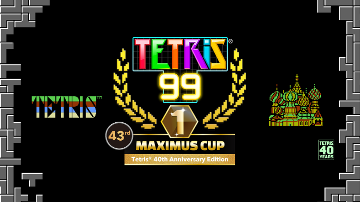 The #Tetris99 43rd MAXIMUS CUP will run from 12/5 at 11pm PT to 12/9 at 10:59pm PT. Collect 100 event points to unlock a new theme featuring art, music, and Tetrimino designs inspired by the NES release of Tetris, celebrating the Tetris 40th anniversary festival! Tetris