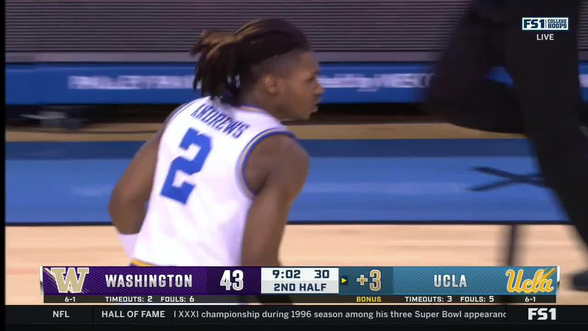 Dylan Andrews hits the three to make it an 11-0 run for UCLA Men’s Basketball 🤩 #B1GMBBall on FS1 📺