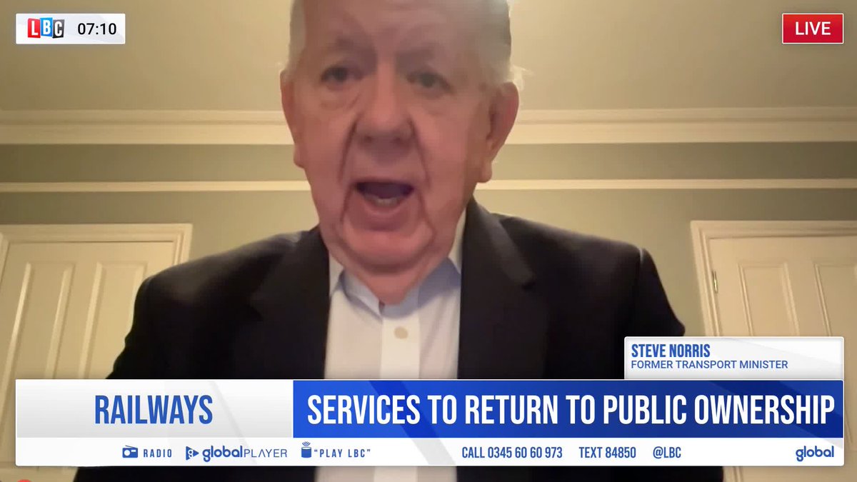 'Renationalisation is a disaster in my view, I'm afraid commuters will soon feel the impact.' 'We're almost guaranteed to lose money', says former Transport Minister Steve Norris, as Labour reveals the first train services that are to return to public ownership. Nick Ferrari