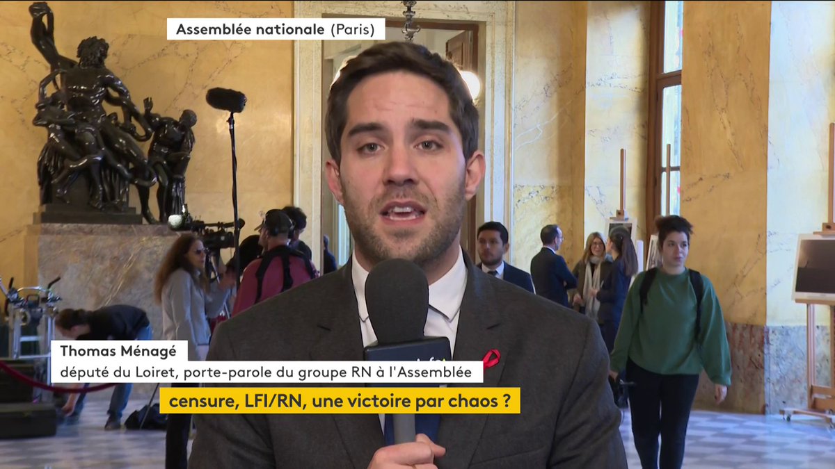 🗣️ Le porte-parole du groupe #RN à l'Assemblée, Thomas Ménagé, assure "ne pas censurer pas le gouvernement pour se faire plaisir, mais pour protéger les Français."