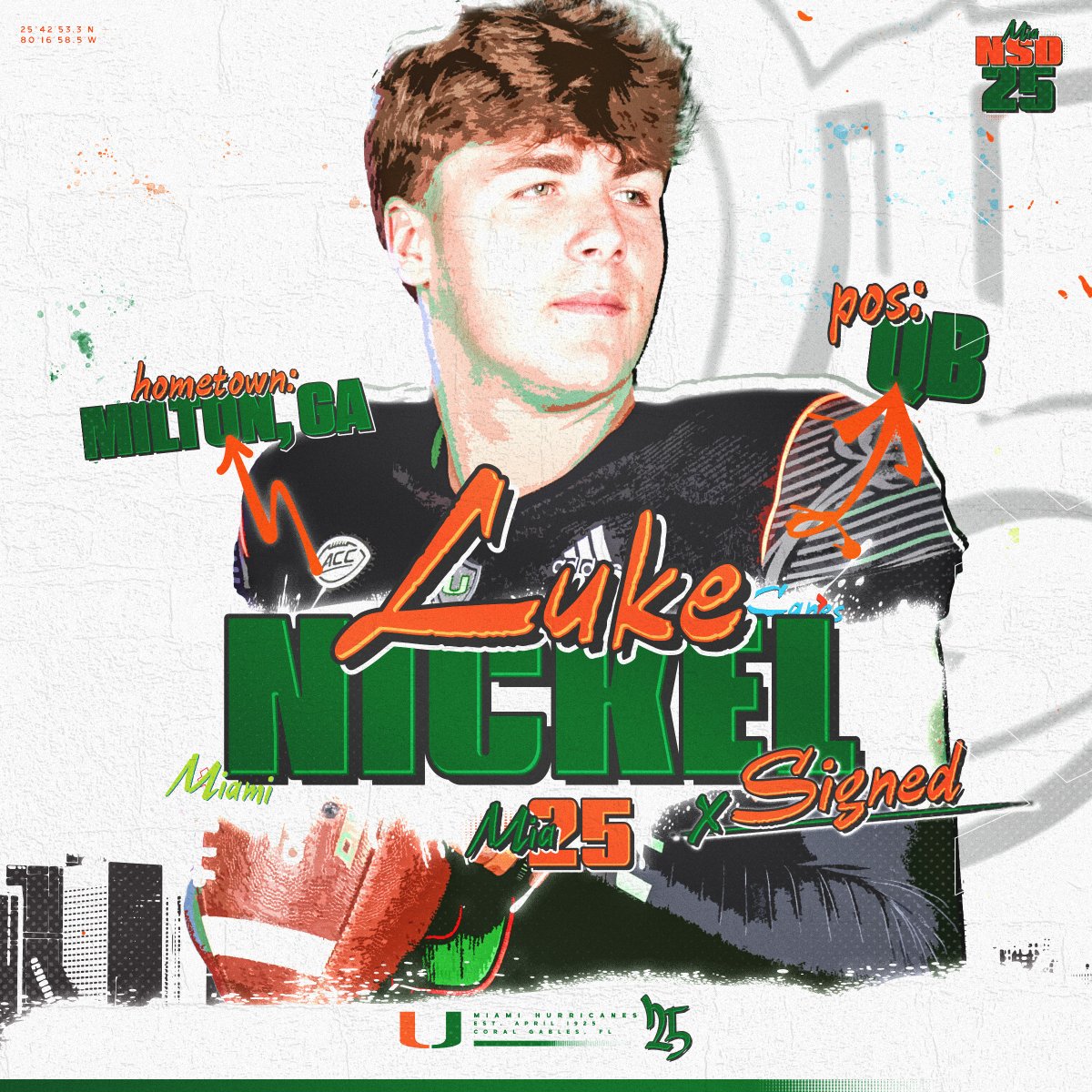 Welcome to the Canes family, Luke Nickel 🏈: Quarterback 🏡: Milton, Georgia 📚: Milton #GoCanes | #NSD25