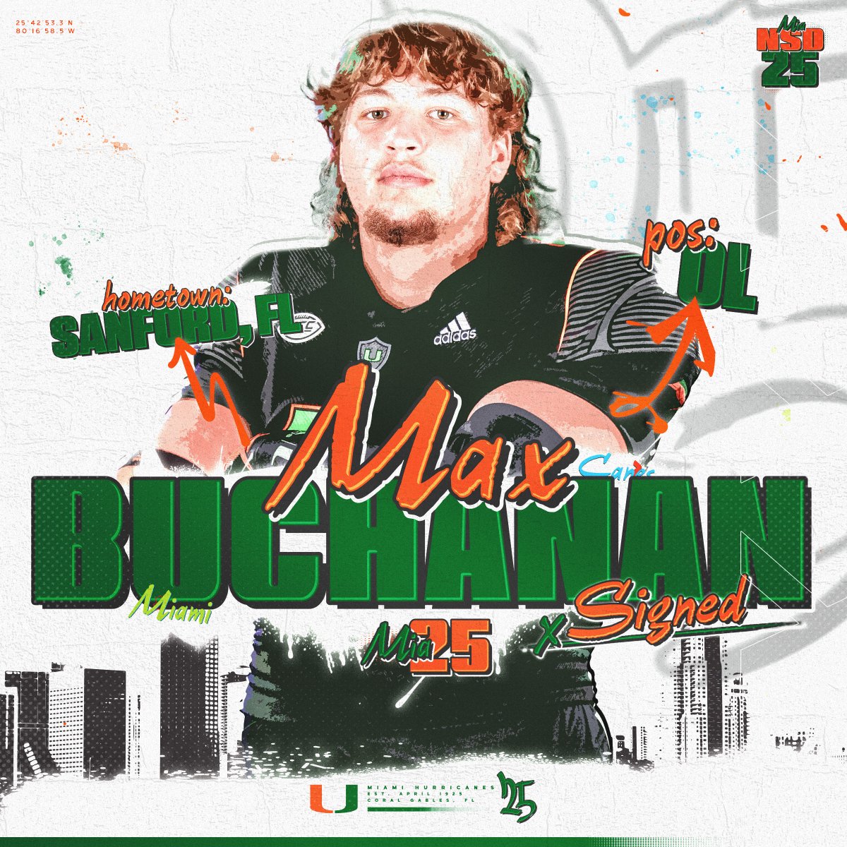 Welcome to the Canes family, @maxbuchana2025 🏈: Offensive Lineman 🏡: Sanford, Florida 📚: Seminole #GoCanes | #NSD25