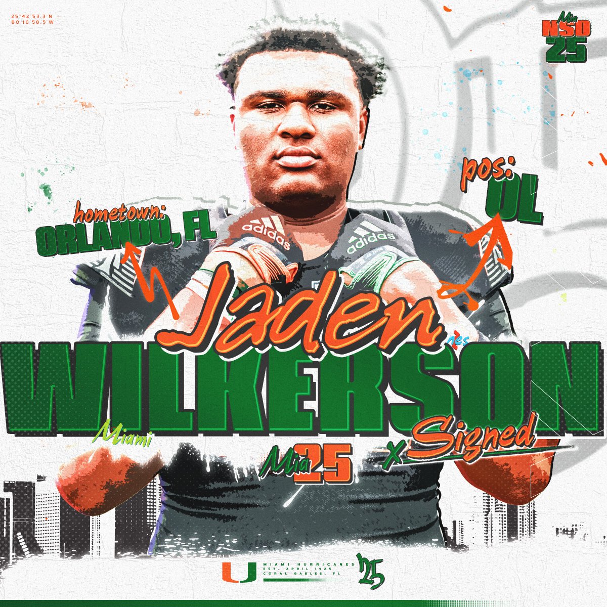 Welcome to the Canes family, @jadenwilkerso3 🏈: Offensive Lineman 🏡: Orlando, Florida 📚: Edgewater #GoCanes | #NSD25