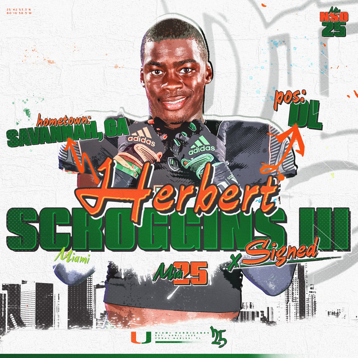 Welcome to the Canes family, @third_scroggins 🏈: Defensive End 🏡: Savannah, Georgia 📚: Benedictine Military School #GoCanes | #NSD25