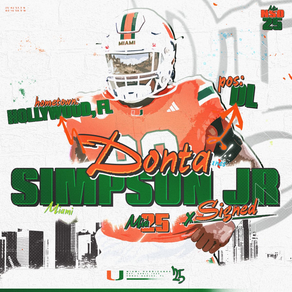 Welcome to the Canes family, A.F.M.S‼️ 🏈: Defensive Lineman 🏡: Hollywood, Florida 📚: Chaminade Madonna Prep #GoCanes | #NSD25