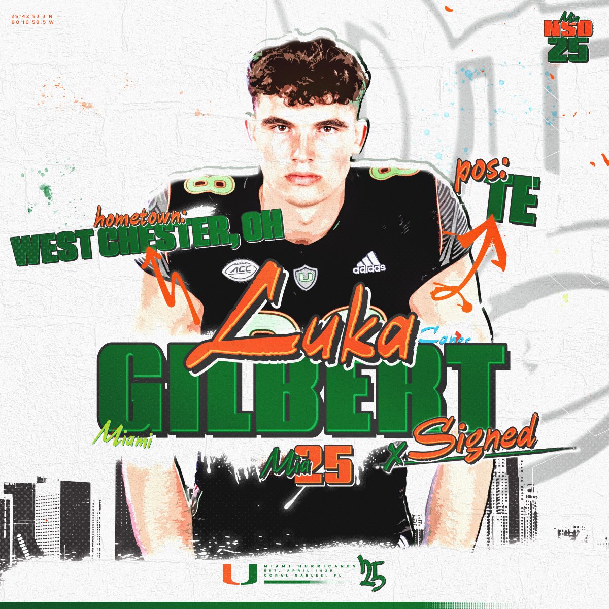 Welcome to the Canes family, Luka 🏈: Tight End 🏡: West Chester, Ohio 📚: Lakota West #GoCanes | #NSD25