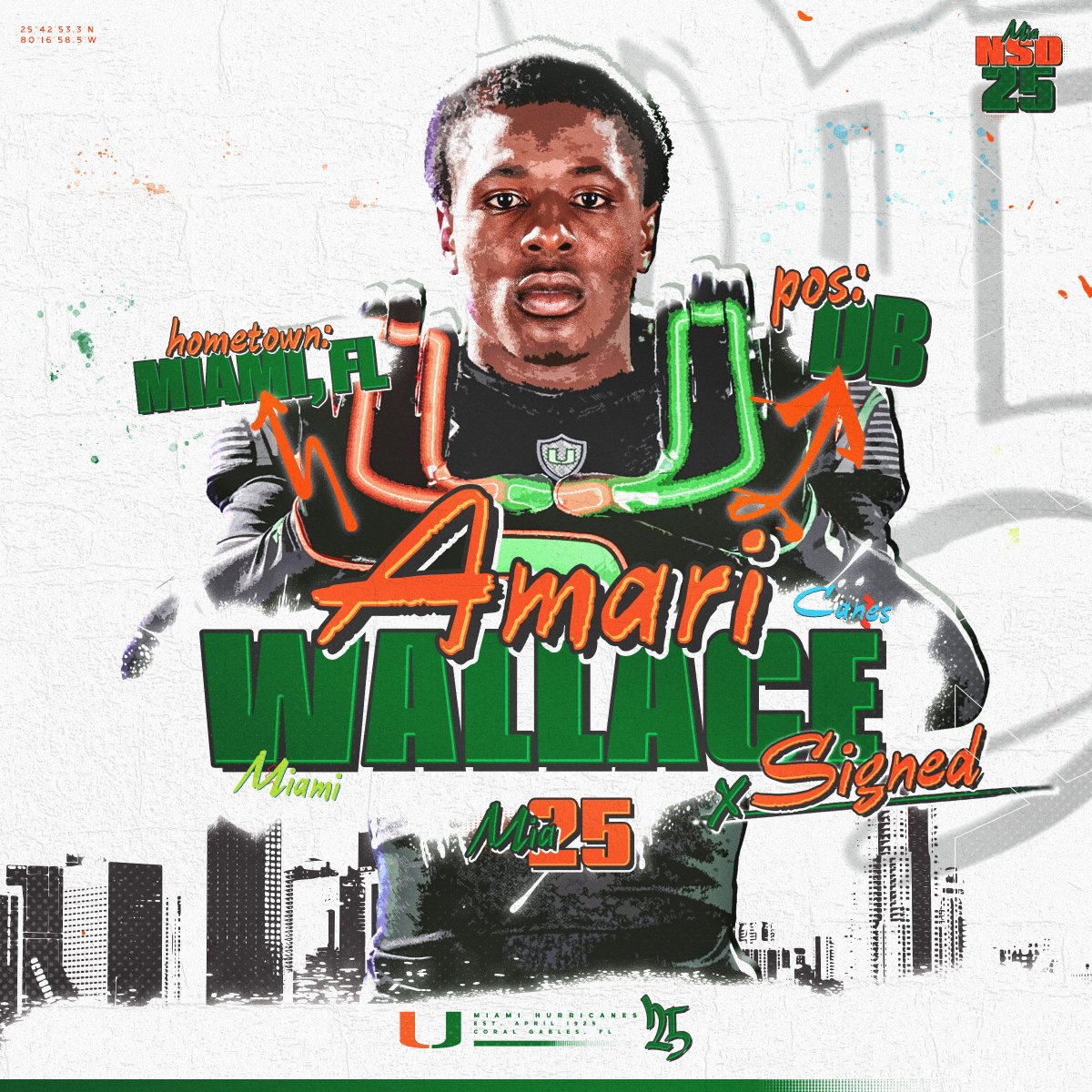 Welcome to the Canes family, Amari Wallace 🏈: Defensive Back 🏡: Miami, Florida 📚: Miami Central #GoCanes | #NSD25