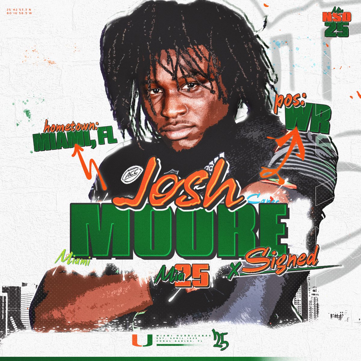 Welcome to the Canes family, Joshua Moore 🏈: Wide Receiver 🏡: Miami, Florida 📚: West Broward #GoCanes | #NSD25