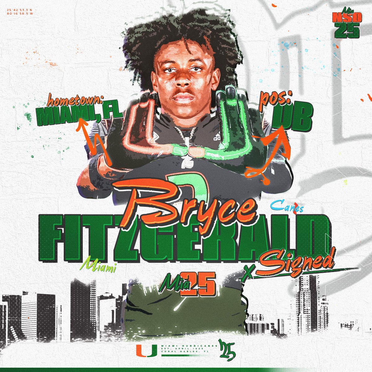 Welcome to the Canes family, Bryce Fitzgerald 🏈: Defensive Back 🏡: Miami, Florida 📚: Christopher Columbus #GoCanes | #NSD25