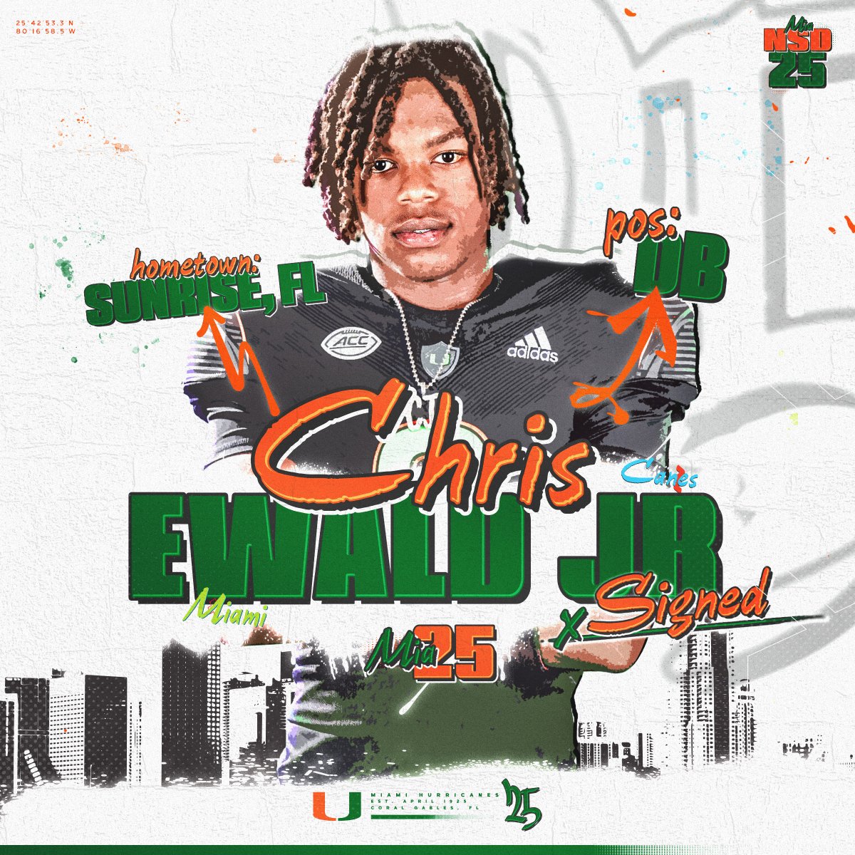 Welcome to the Canes family, Chris Ewald Jr 🏈: Defensive Back 🏡: Sunrise, Florida 📚: Chaminade Madonna Prep #GoCanes | #NSD25