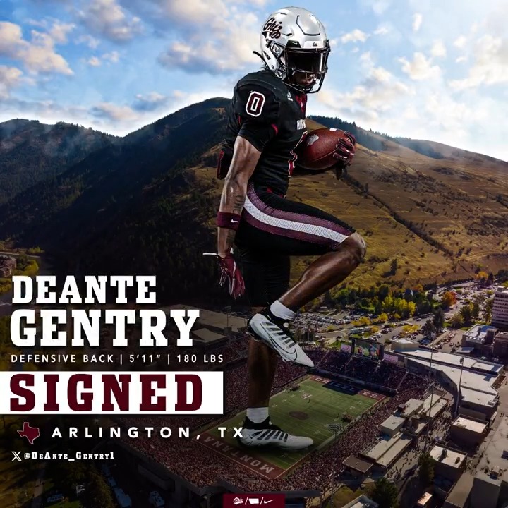 Got another defensive DAWG from Texas 😤 Welcome to Missoula DeAnte Gentry! #GoGriz // #GrizSigningDay