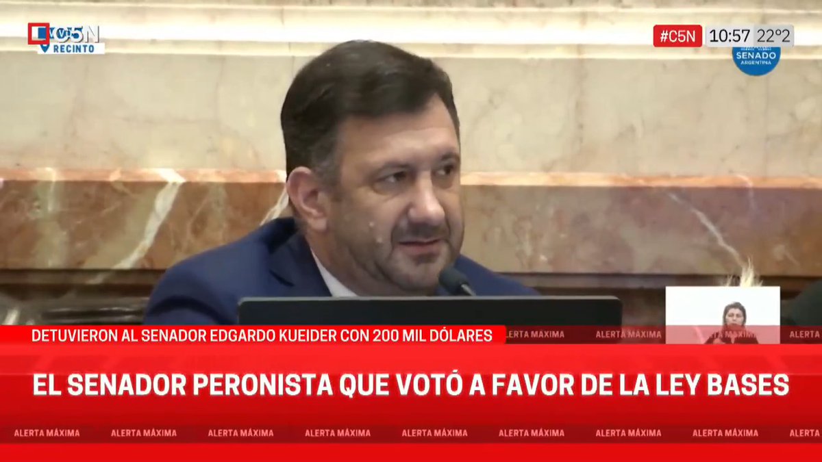 Votó a favor de la Ley Bases y se quiso escapar a Paraguay con su sobrecito de 200 mil dolares, a este mismo senador lo querían poner a manejar los fondos de la SIDE, la corrupción avanza