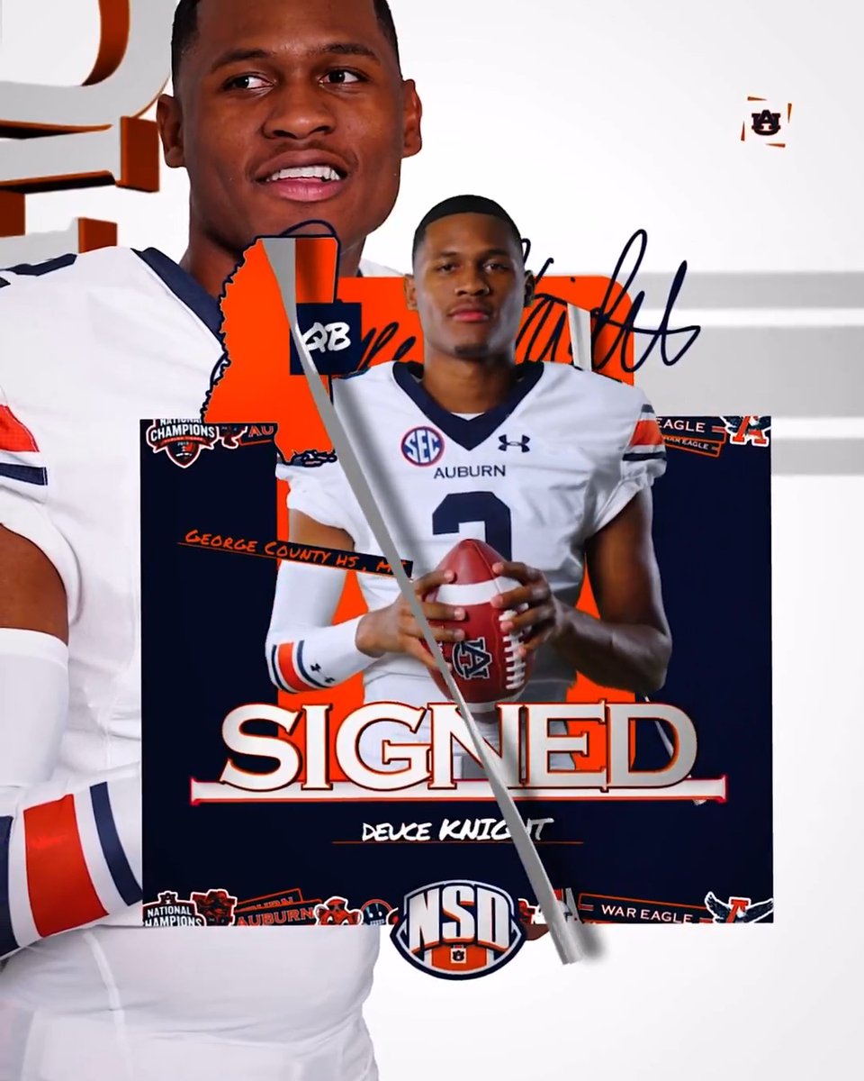 GOT. OUR. GUY. ✌️ Deuce Knight is an Auburn Tiger! 🏠 Lucedale, Mississippi 🎯 Quarterback 🔗