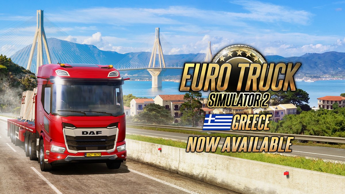 The Greece DLC for Euro Truck Simulator 2 is now available on Steam! 😍🎉 Discover 15 cities, deliver to new industries, explore the beautiful islands, see historical and natural landmarks, and more 🚛💨 Get it NOW 👇