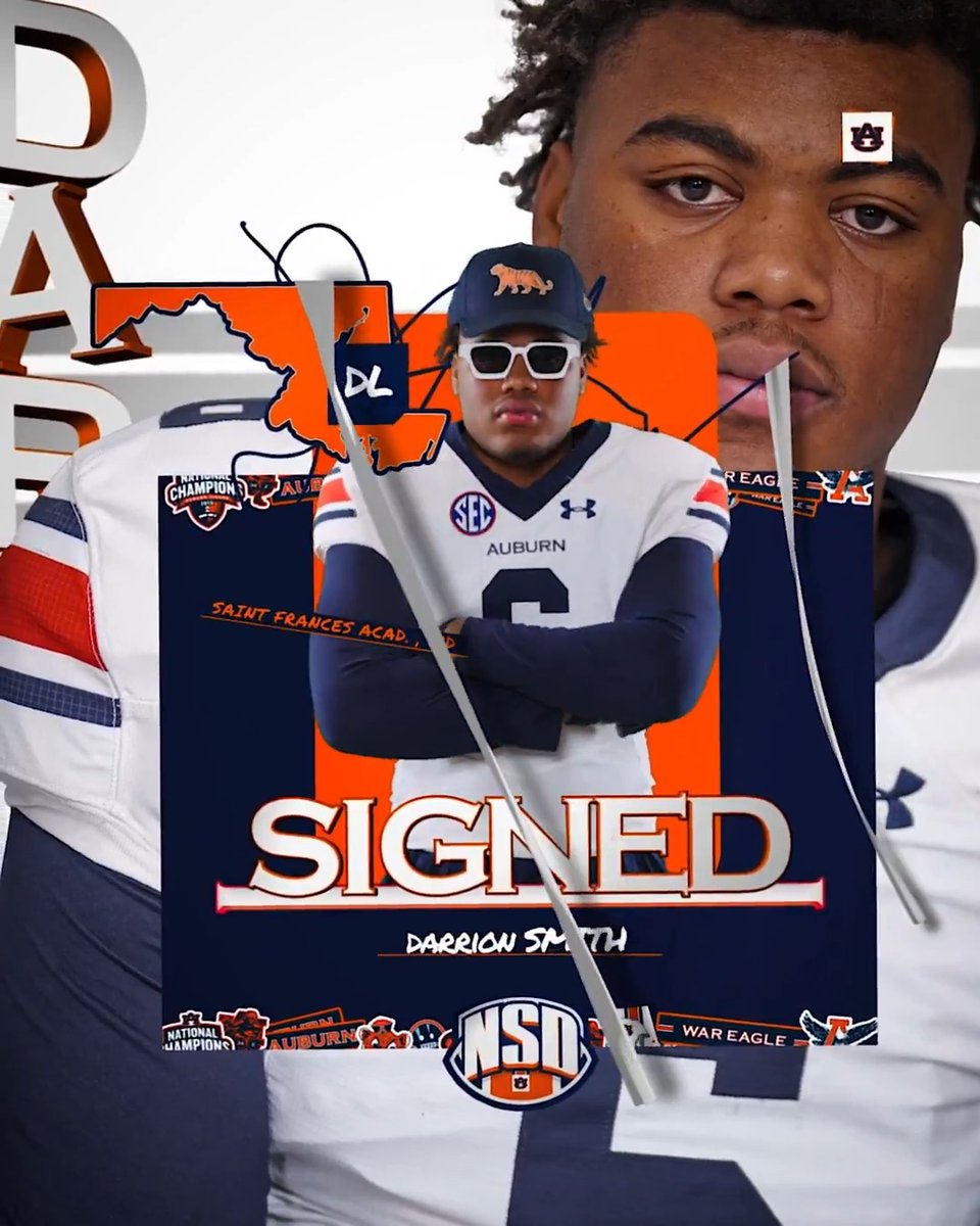 Maryland pipeline is 𝐬𝐭𝐫𝐨𝐧𝐠 💪 Welcome to Auburn, Darrion smith! 🏠 Annapolis, Maryland 😤 Defensive Line 🔗