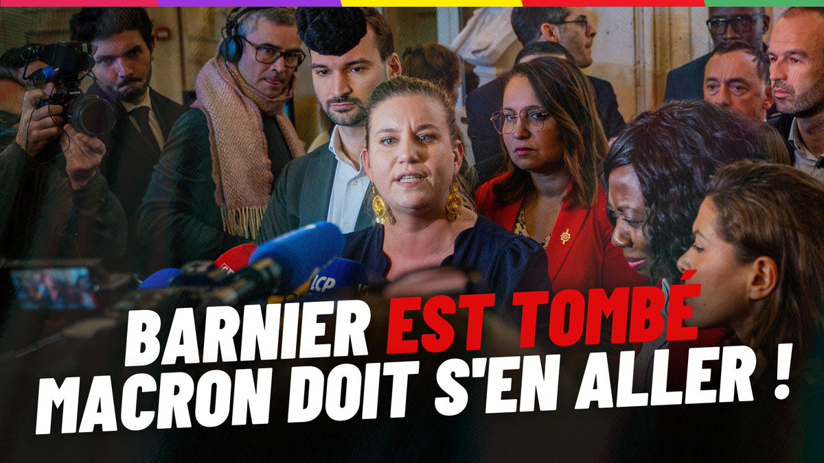 🔴🗣 « Enfin, le Gouvernement Barnier est tombé, ainsi que son budget violent, grâce à notre #MotionDeCensure. Maintenant, pour sortir le pays de l'impasse dans laquelle le Président l'a placé, il ne reste qu'une solution. Nous demandons maintenant à Emmanuel Macron de s'en aller. » - Mathilde Panot #MacronDehors