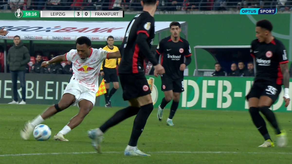 This is a seriously ferocious hit from Lois Openda 🤯 RB Leipzig dispatch Eintracht Frankfurt in the #DFBPokal and this is the pick of the bunch. Watch |