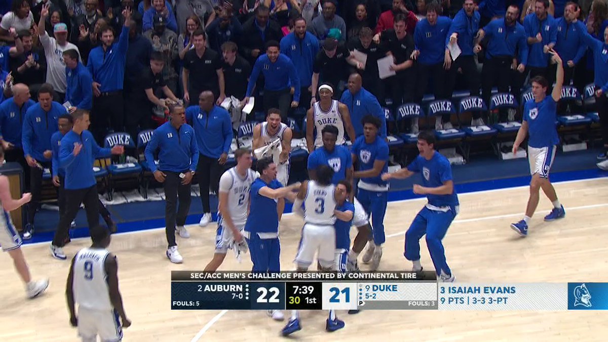 Duke freshman Isaiah Evans lighting it up from deep 🍿 📺 ESPN | Auburn-Duke