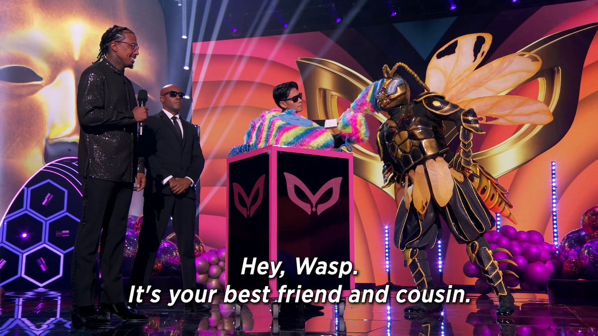 #WaspMask is a triple threat, and his fam wants you to know it! Who could this be? #TheMaskedSinger