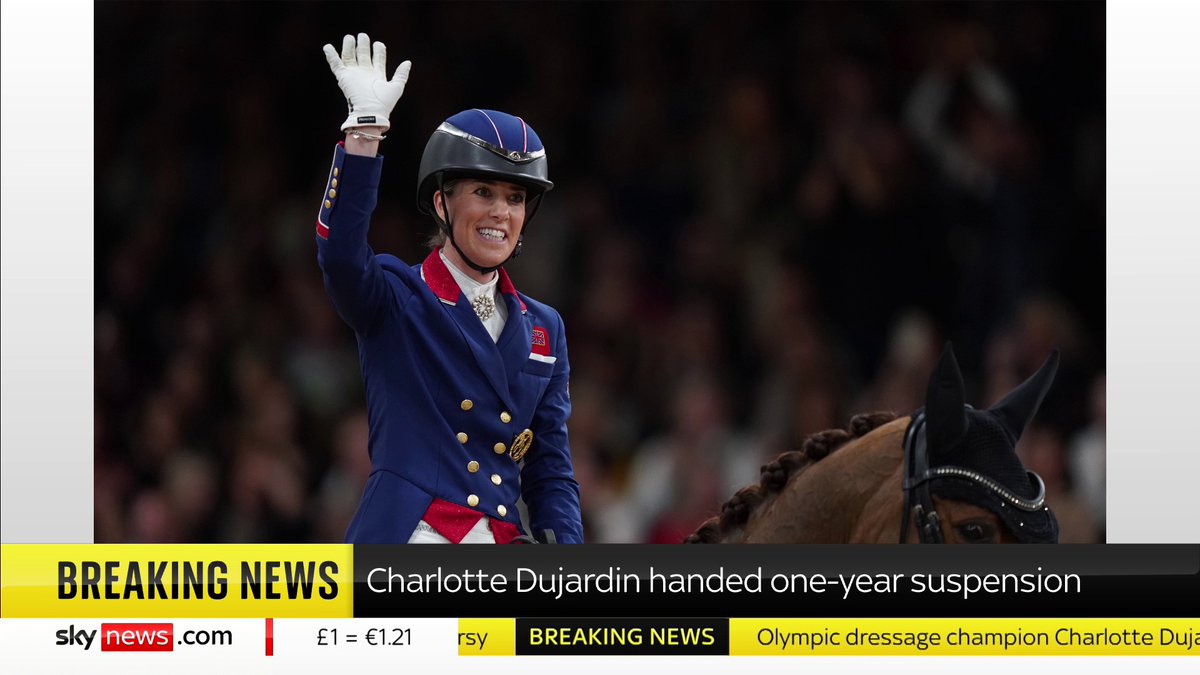 BREAKING: Double-Olympic dressage champion Charlotte Dujardin has been suspended from competition for one year, following a horse-whipping controversy, that saw her withdraw from the Paris Olympics. 📺 Sky 501, Virgin 602, Freeview 233 and YouTube