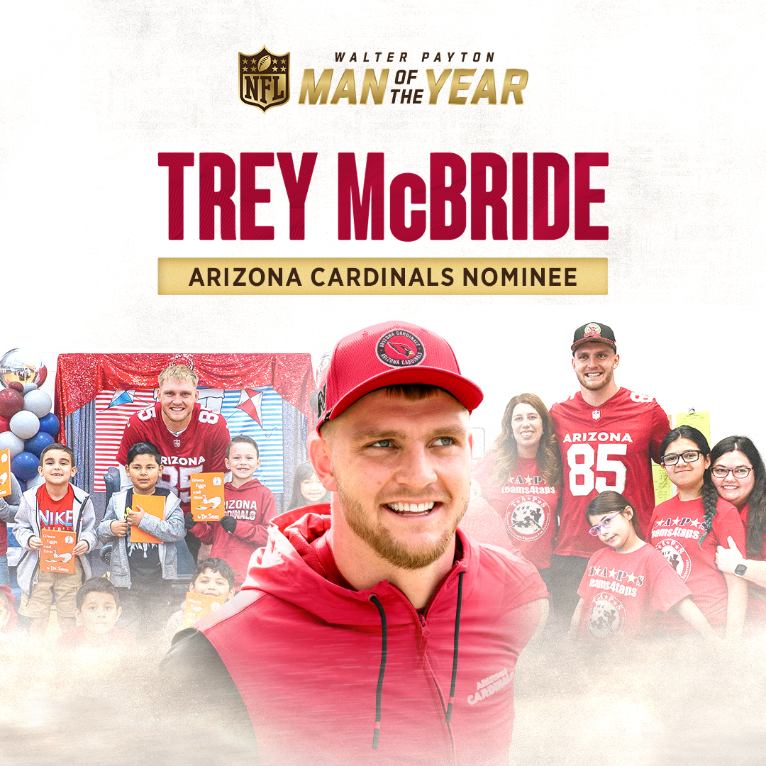The perfect person to receive this nomination. We proudly announce Trey McBride as our 2024 Walter Payton Man of the Year nominee.