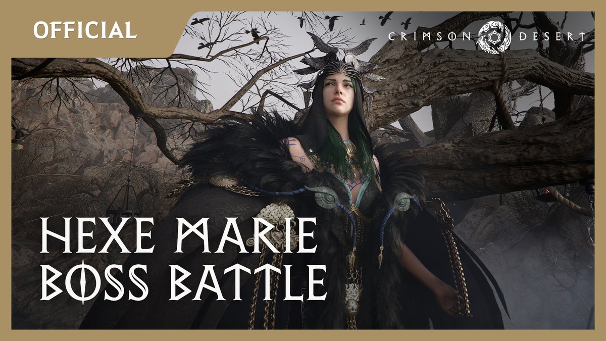 The threats of Pywel must be faced. Watch Crimson Desert's boss battle gameplay footage featuring one of these threats – Hexe Marie – who made her debut at G-STAR 2024. #CrimsonDesert