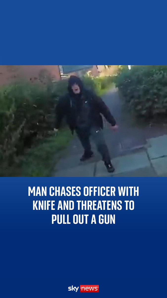 Aaron Muxlow was being chased by police officers, after they were called to an incident, when he threatened them with a knife.