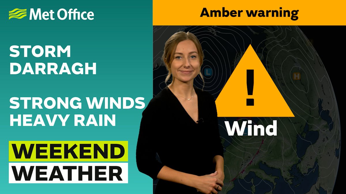 With #StormDarragh bringing strong winds and heavy rain later tomorrow and into Saturday, stay informed with our Weekend Weather forecast 👇