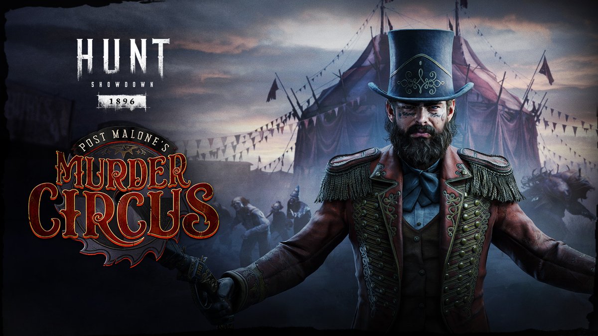 Post Malone's Murder Circus is coming to Hunt! Our biggest event to date is just around the corner, coming on December 12th! #HuntShowdown1896 #PostMalonesMurderCircus #HuntPartner