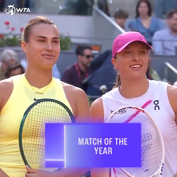 2024 Match of the Year 🤩 🗳️ Sabalenka vs. Swiatek: Madrid Final 🗳️ Rybakina vs. Swiatek: Stuttgart Semifinal 🗳️ Sabalenka vs. Zheng: Wuhan Final 🗳️ Pegula vs. Kalinskaya: Berlin Final 🗳️ Errani/Paolini vs. Gauff/Routliffe: Rome Final Which match will take it all? #WTAAwards