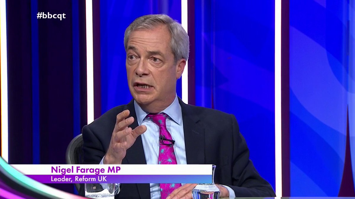 “Shame on you for what you have done” “You are not the only person in this argument who is concerned about migration” Reform UK’s Nigel Farage and Conservative Kevin Hollinrake debate immigration #bbcqt
