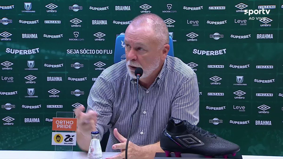 Mano Menezes, técnico do Fluminense, em coletiva de imprensa, após a vitória contra o Cuiabá: "Não está escrito em lugar nenhum que o Fluminense não tem condição de chegar em São Paulo e fazer, no mínimo, um ponto diante do Palmeiras" 📽️: ge