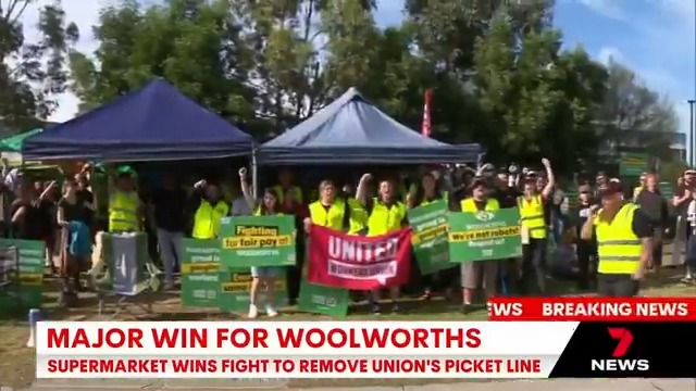 BREAKING: Woolworths has just had a major win in a heated industrial dispute with its warehouse workers. The Fair Work Commission has ruled in favour of the supermarket giant. Ainsley Koch #7NEWS