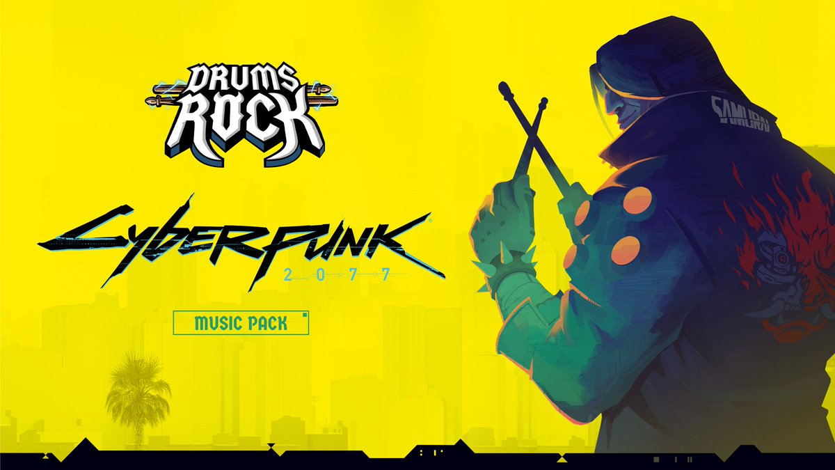 Let your inner rockerboy take over! 🔥🤘 #Cyberpunk2077 Music Pack, featuring 4 Samurai songs, is now available in Drums Rock on Steam, MetaQuest and PSVR2. Ready to rock? 🥁