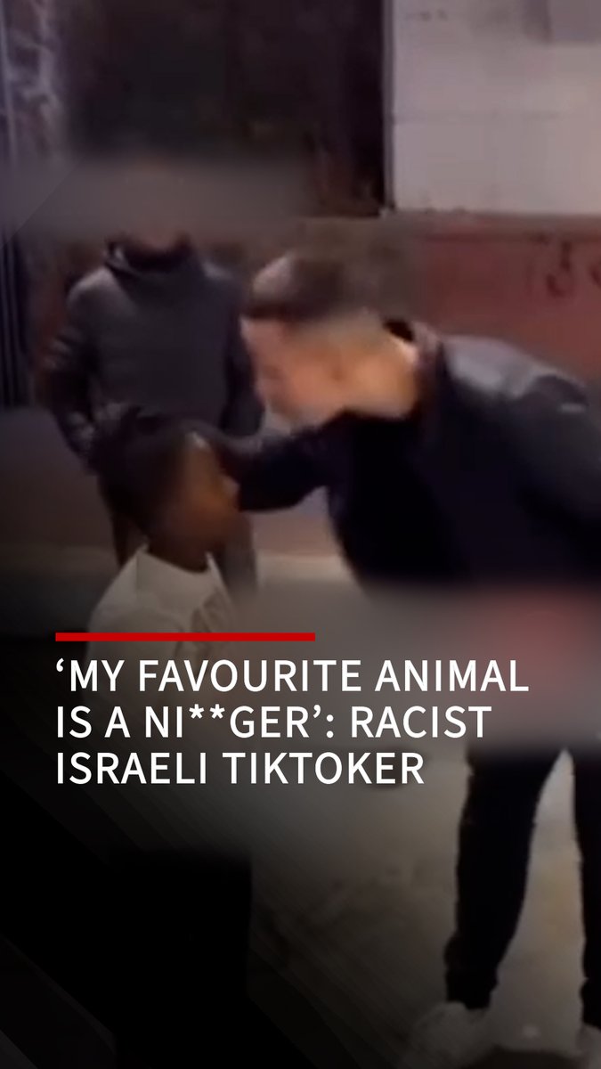 Watch the moment an Israeli TikToker racially abuses a young Ethiopian boy before spitting in his face. In the shocking attack, the Israeli says to the young boy 'my favourite type of animal is a ni**er,' before running off laughing. Ethiopians in Israel face racism from the Israeli state, the police and in everyday incidents like this one. After the video circulated, the TikToker was himself attacked and badly beaten.