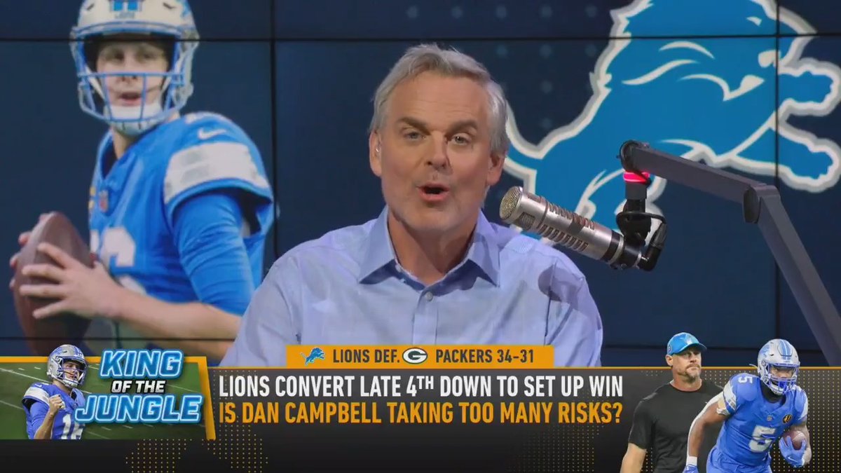 .@ColinCowherd questions Dan Campbell's decision to go for it on 4th down despite win: "It's not playing it safe. It's playing it reasonable."