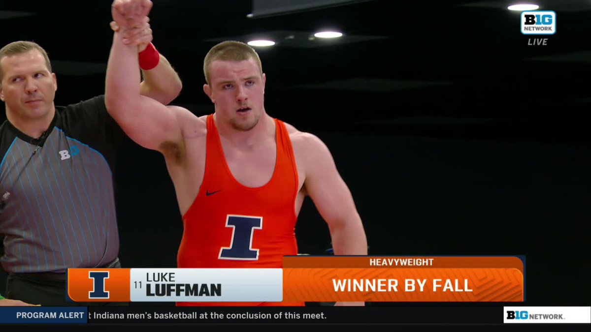 Luke Luffman secures the pin in the final match of the B1G Takedown 👏 No. 7 Illinois Wrestling wins 34 - 3 against Indiana ‼️ #B1GWrestling on Big Ten Network 📺