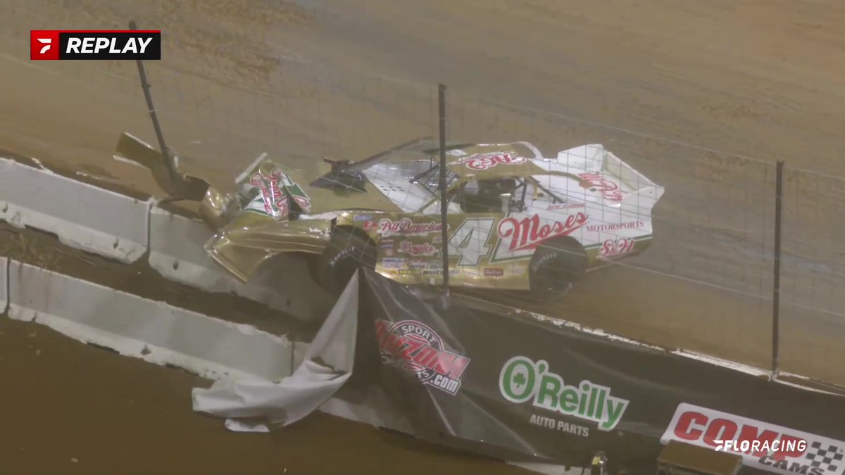 🔥 Ryan Wilson's beautiful Late Model ended up through the GatewayDirtNationals | #DirtInDecember fence, but he was still in good spirits. #GatewayDirtNationals #DirtinDecember