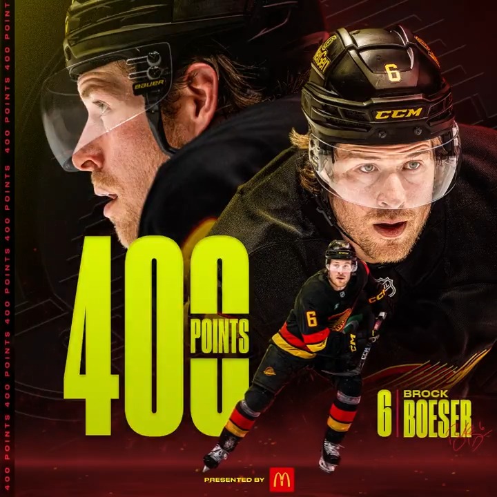Milestone unlocked. 🔓 Congrats Brock on 400 career points! #Canucks | McDonald's 🇨🇦