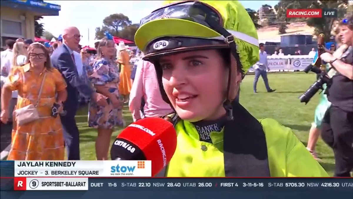 "I can't believe it!" Jaylah Kennedy only received the ride on Berkeley Square overnight &amp; she was beyond proud to win her hometown Cup 🏆 Stow Australia