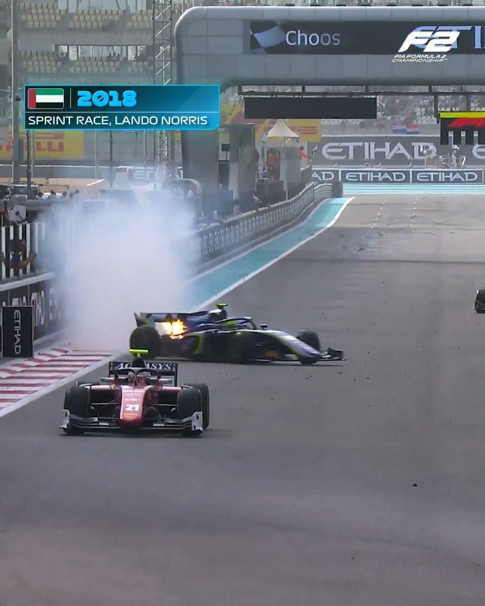 An... interesting way to finish your final F2 Sprint Race, Lando Norris 🤔🤣 #F2 #AbuDhabiGP