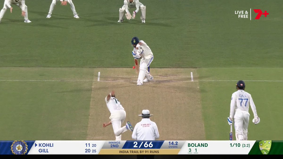 Boland gets Kohli! Australia have India three down 👀 #AUSvIND