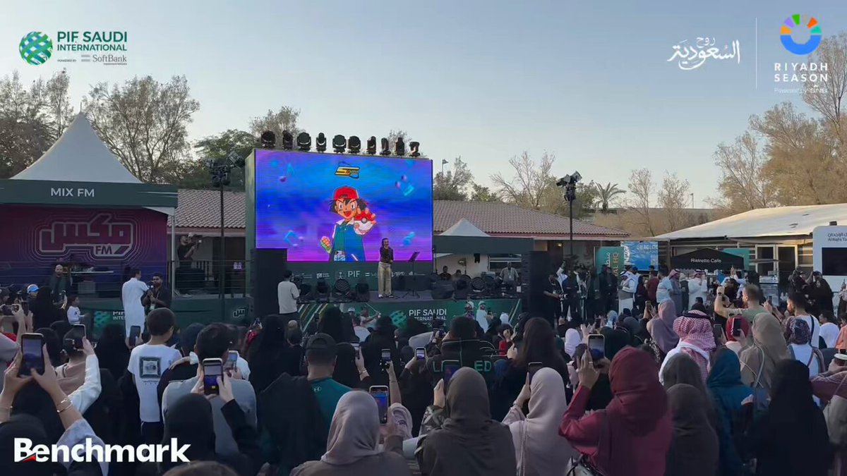 😍 الفنانة رشا رزق تبدع في اغنية بوكيمون في أكبر بطولة قولف بالرياض 👏🏻 ⛳️ @RashaRizk_TW .. #بنش_مارك #BigTime #RiyadhSeason