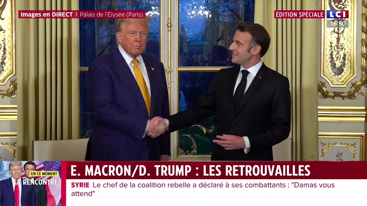 Cérémonie de réouverture de Notre-Dame : "C'est bon de vous revoir", Emmanuel Macron qui reçoit Donald Trump à l'Élysée